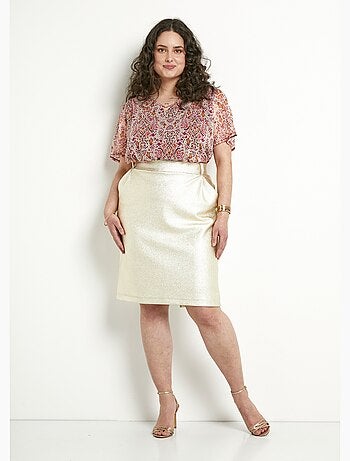 Jupe droite courte vegan enduit ultra souple