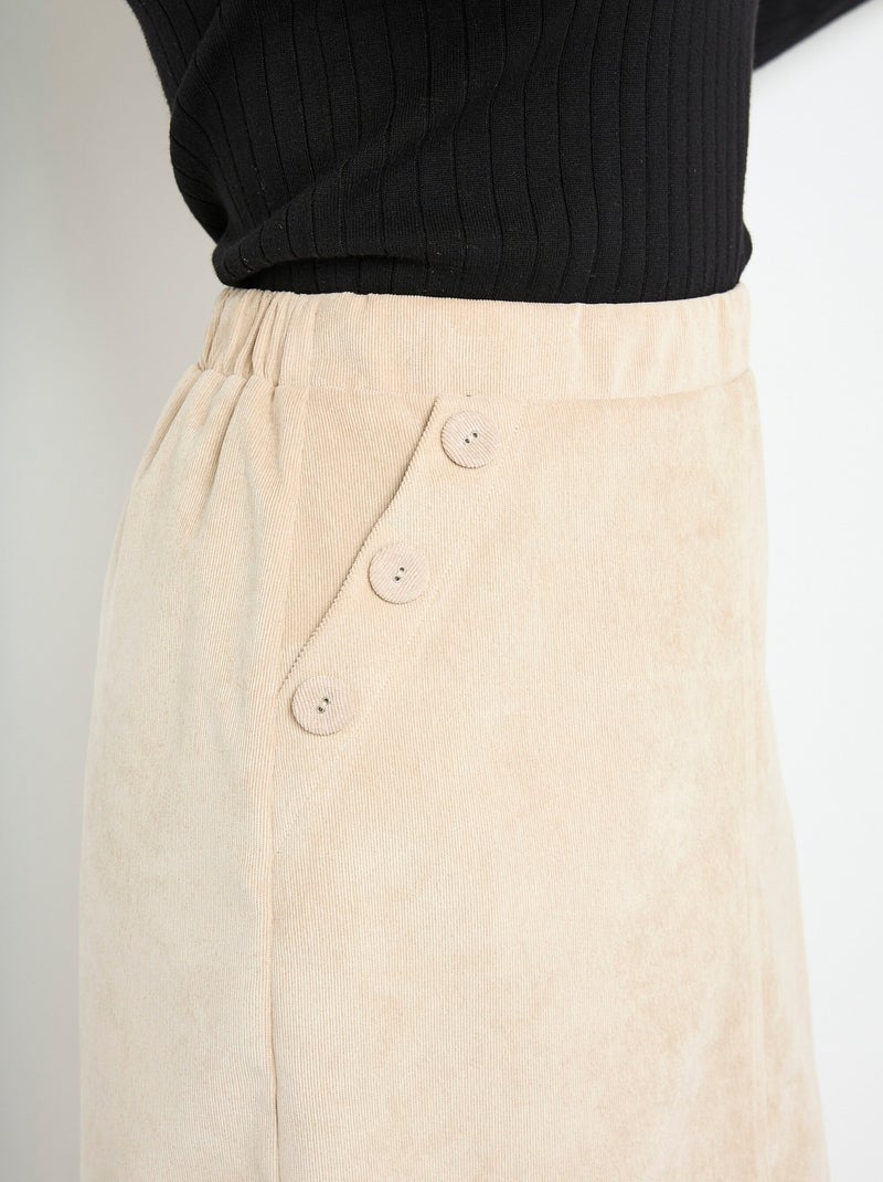 Jupe droite courte velours milleraies - Afibel Ecru - Kiabi