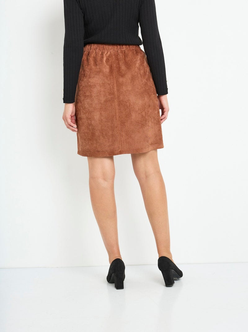 Jupe droite courte velours milleraies - Afibel Marron - Kiabi