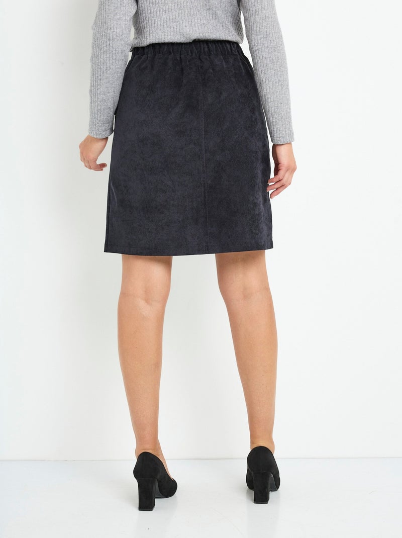 Jupe droite courte velours milleraies - Afibel Noir - Kiabi