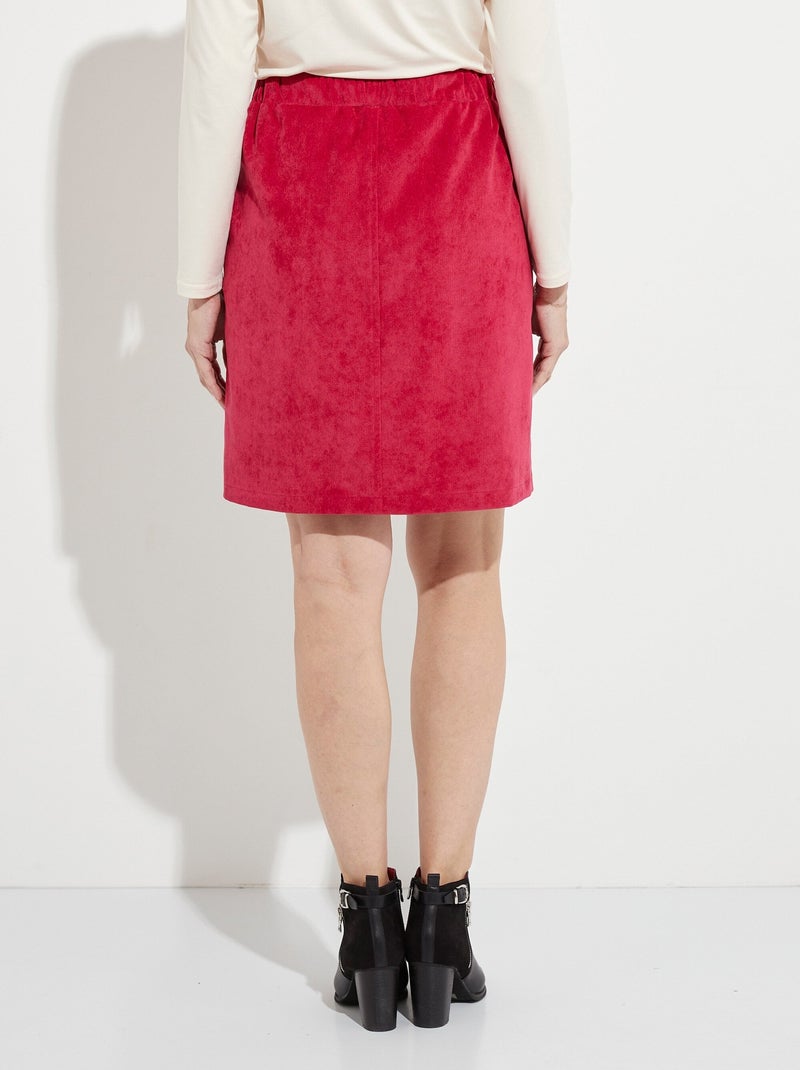 Jupe droite courte velours milleraies - Afibel Rouge - Kiabi