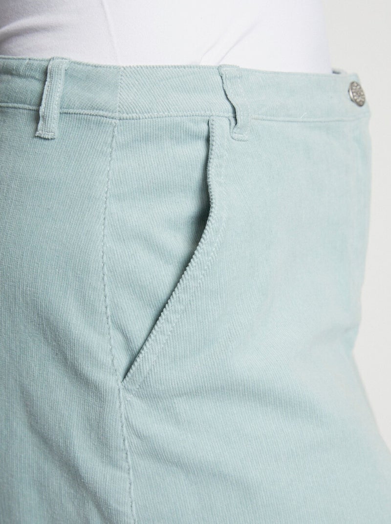 Jupe droite courte velours milleraies Vert d'eau - Kiabi