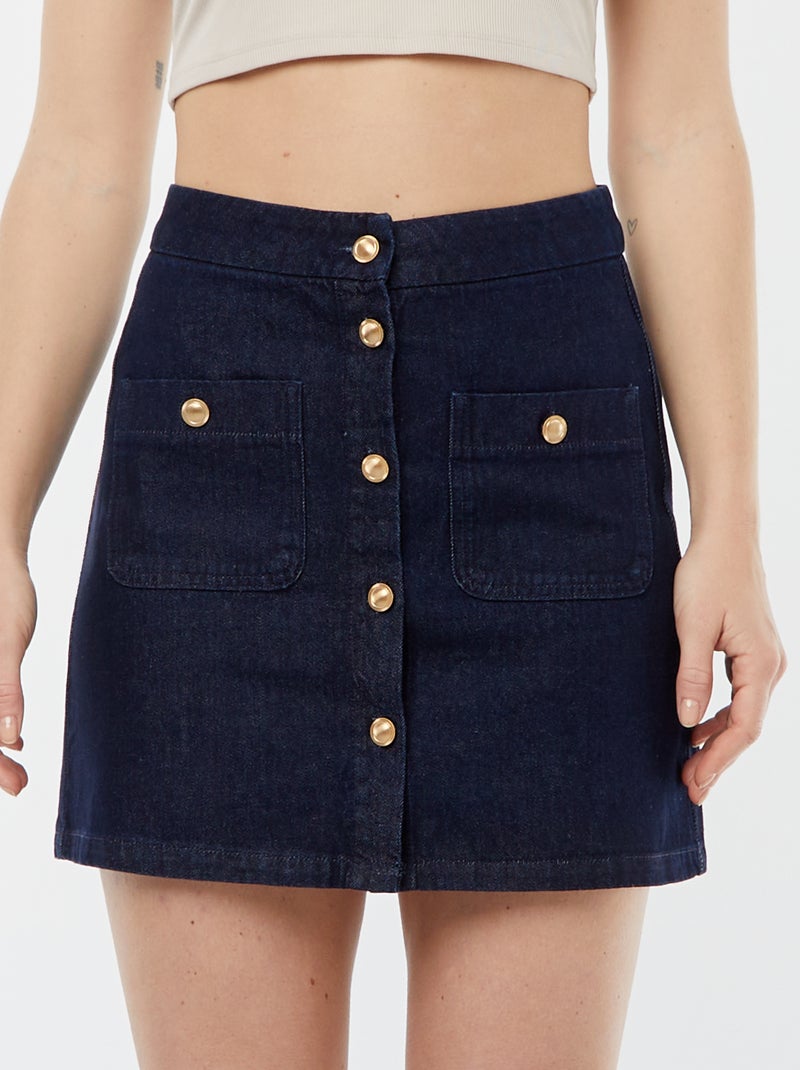 Jupe droite en denim avec poches BLEU - Kiabi