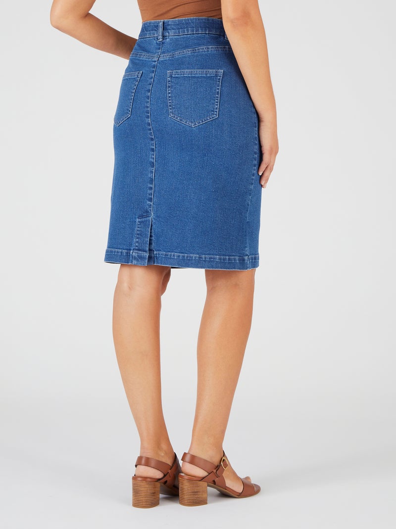 Jupe droite en jean - Damart Bleu denim - Kiabi
