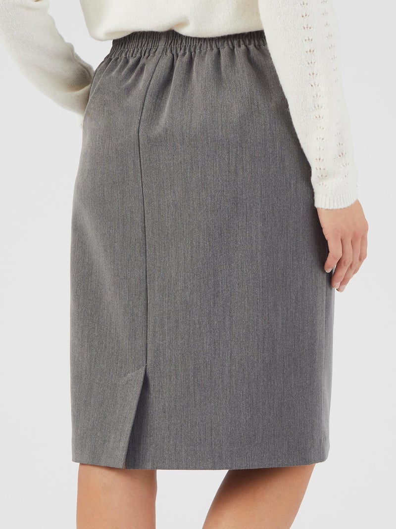Jupe droite enfilable boucle fantaisie - Damart Gris chiné - Kiabi