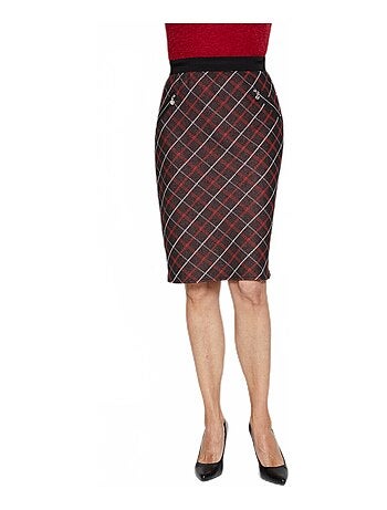 Jupe droite jacquard carreaux