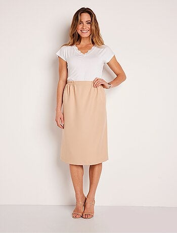 Jupe droite longue gabardine