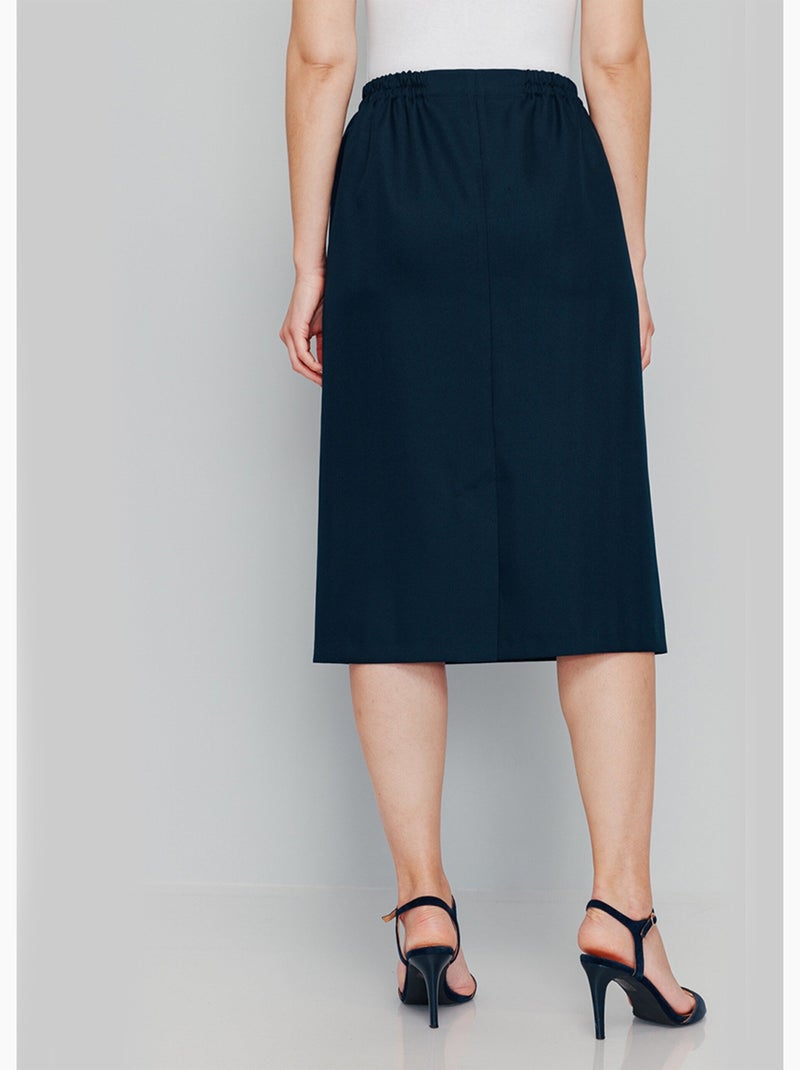 Jupe droite longue gabardine Bleu marine - Kiabi