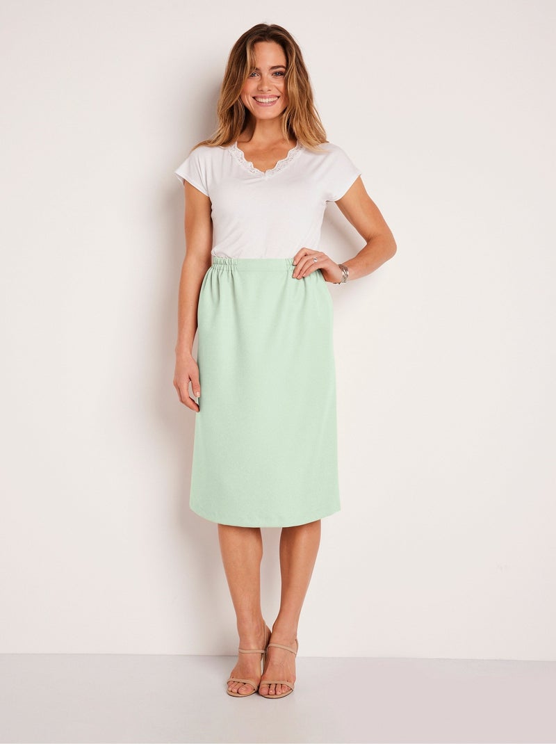 Jupe droite longue gabardine Vert - Kiabi