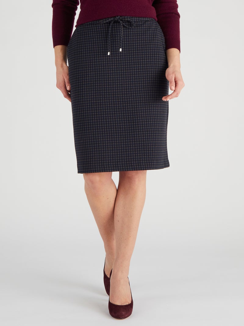 Jupe droite maille milano stretch - Damart Bleu marine - Kiabi