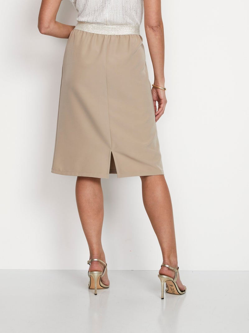 Jupe droite mi-longue tissu extensible Beige - Kiabi