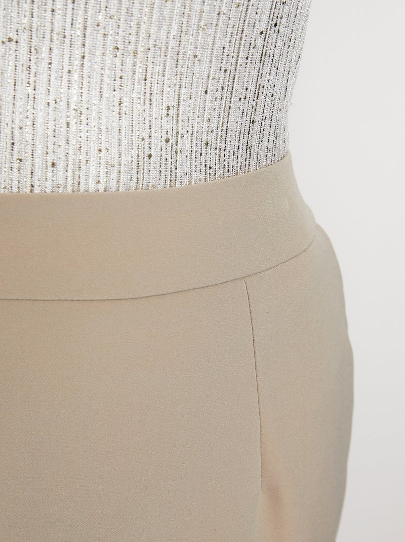 Jupe droite mi-longue tissu extensible Beige - Kiabi