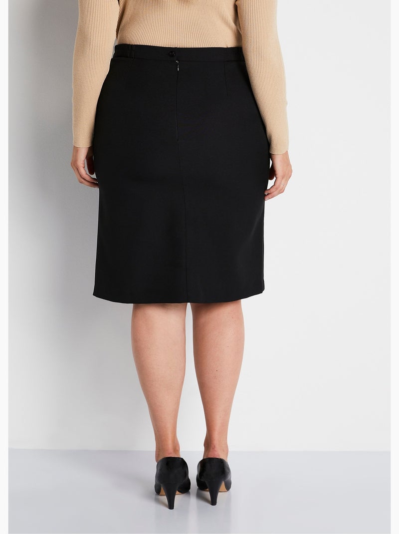 Jupe droite mi-longue tissu infroissable - Afibel Noir - Kiabi