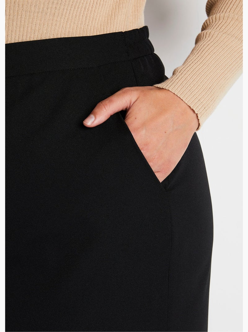 Jupe droite mi-longue tissu infroissable - Afibel Noir - Kiabi