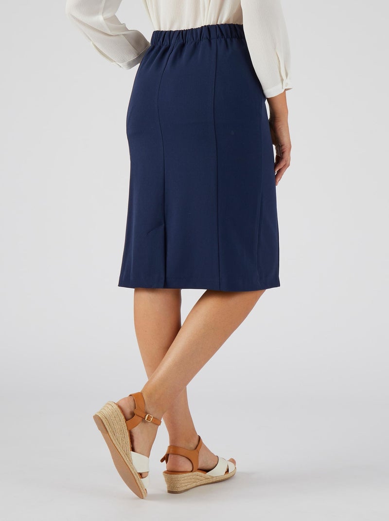 Jupe droite stretch - Damart Bleu marine - Kiabi