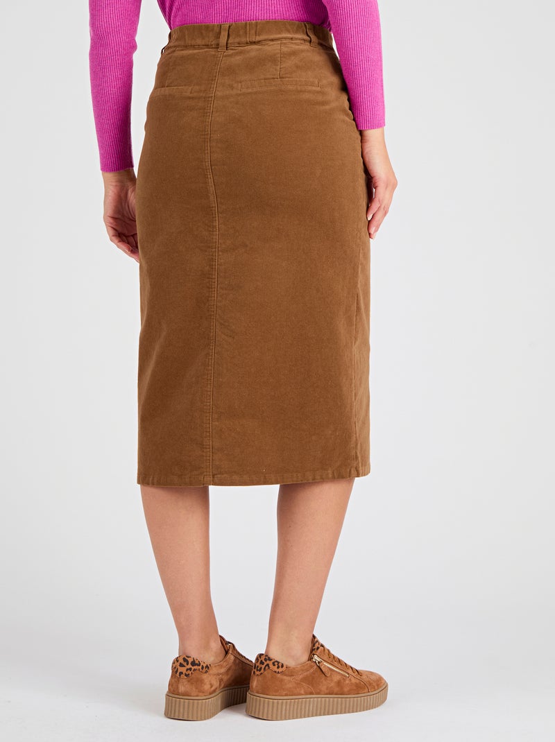 Jupe droite velours - Damart Marron - Kiabi
