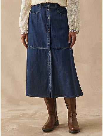 Jupe effet denim coupe évasée - daxon