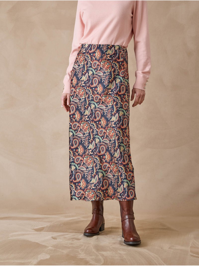 Jupe élastiquée en satin - DAXON Noir Orange - Kiabi