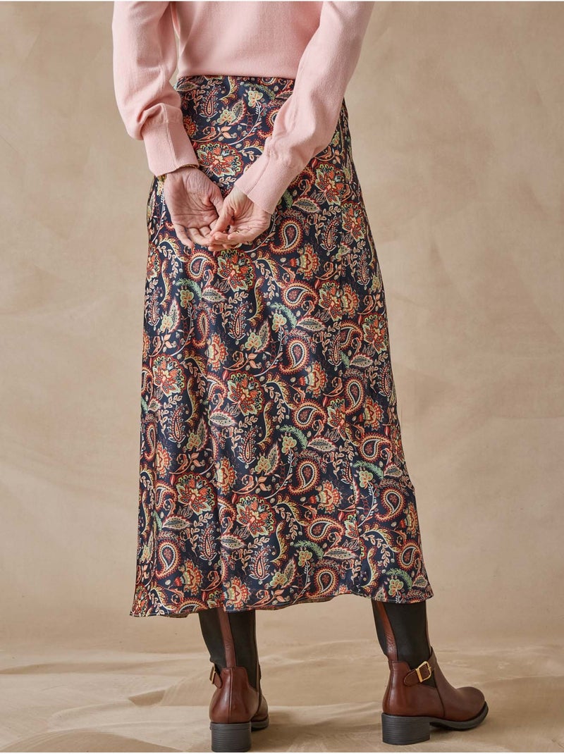 Jupe élastiquée en satin - DAXON Noir Orange - Kiabi