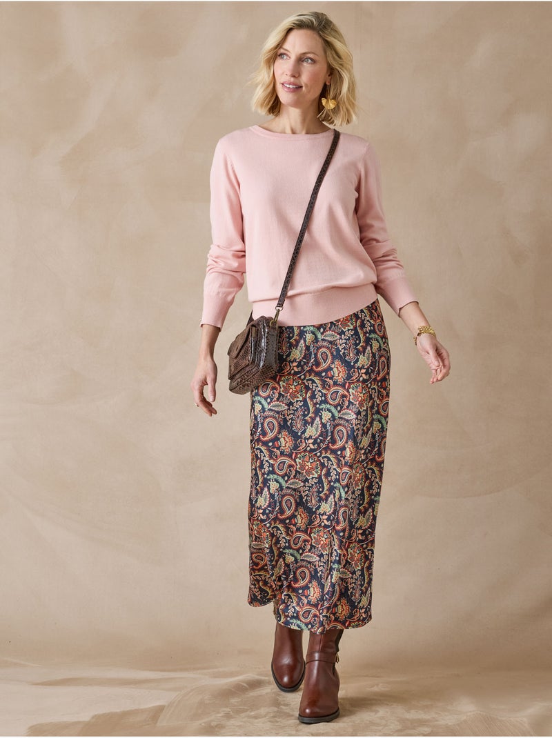 Jupe élastiquée en satin - DAXON Noir Orange - Kiabi