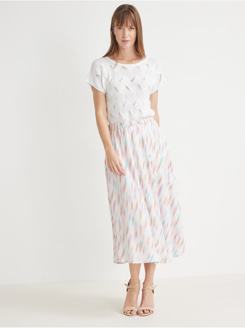 Jupe élastiquée forme évasée - DAXON Blanc Mauve - Kiabi