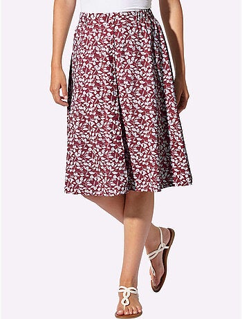 Jupe à imprimé floral avec ceinture élastique confortable - Taille courte - Witt