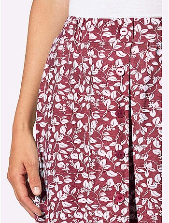 Jupe à imprimé floral avec ceinture élastique confortable - Taille courte - Witt