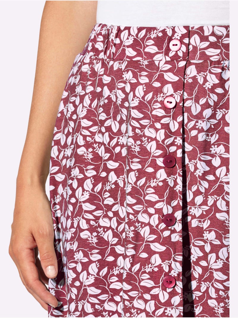 Jupe en 100% coton à imprimé floral avec ceinture élastique - taille courte - witt Rouge foncé - Kiabi