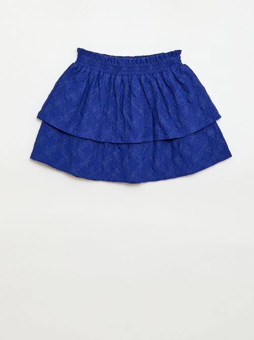 Jupe en broderies anglaises et volants - Kiabi