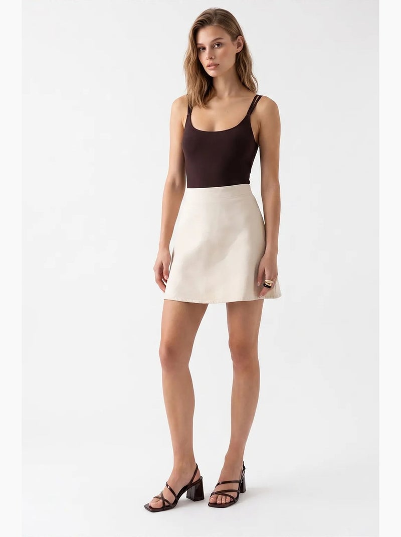 Jupe en coton mixray Beige argile - Kiabi