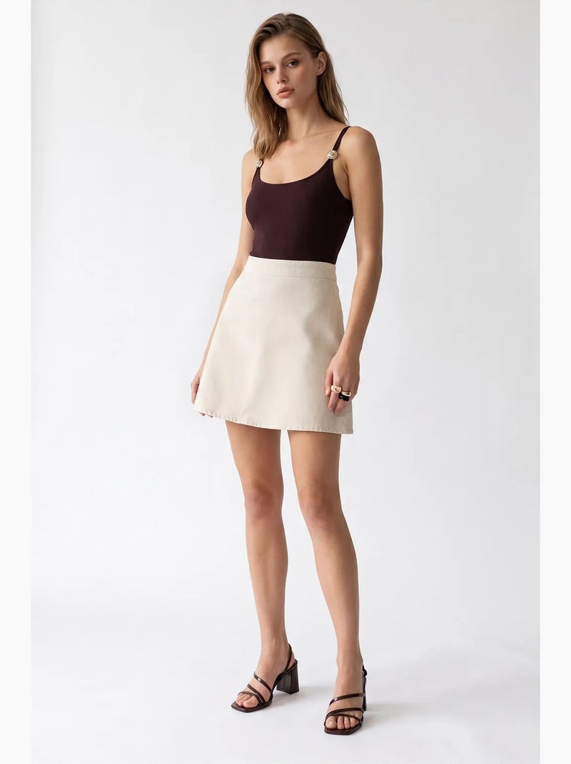 Jupe en coton mixray Beige argile - Kiabi