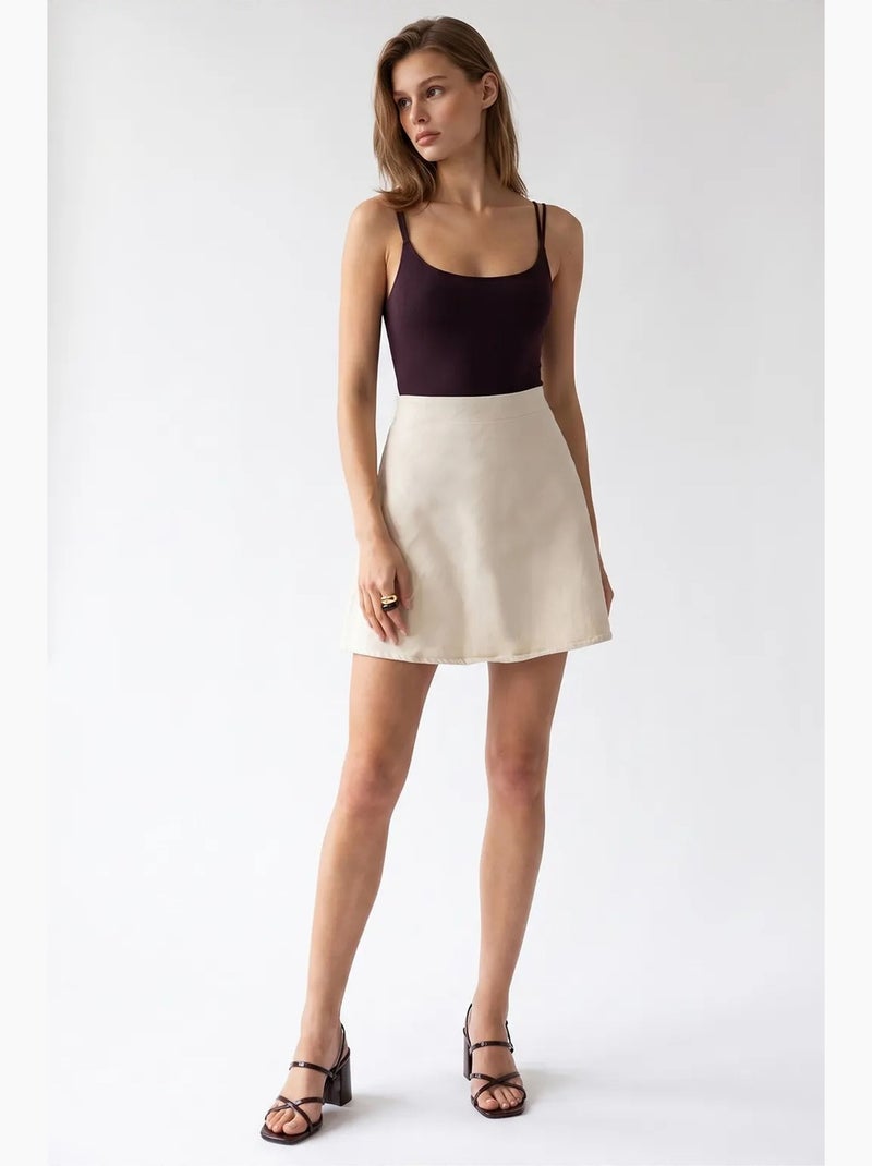 Jupe en coton mixray Beige argile - Kiabi