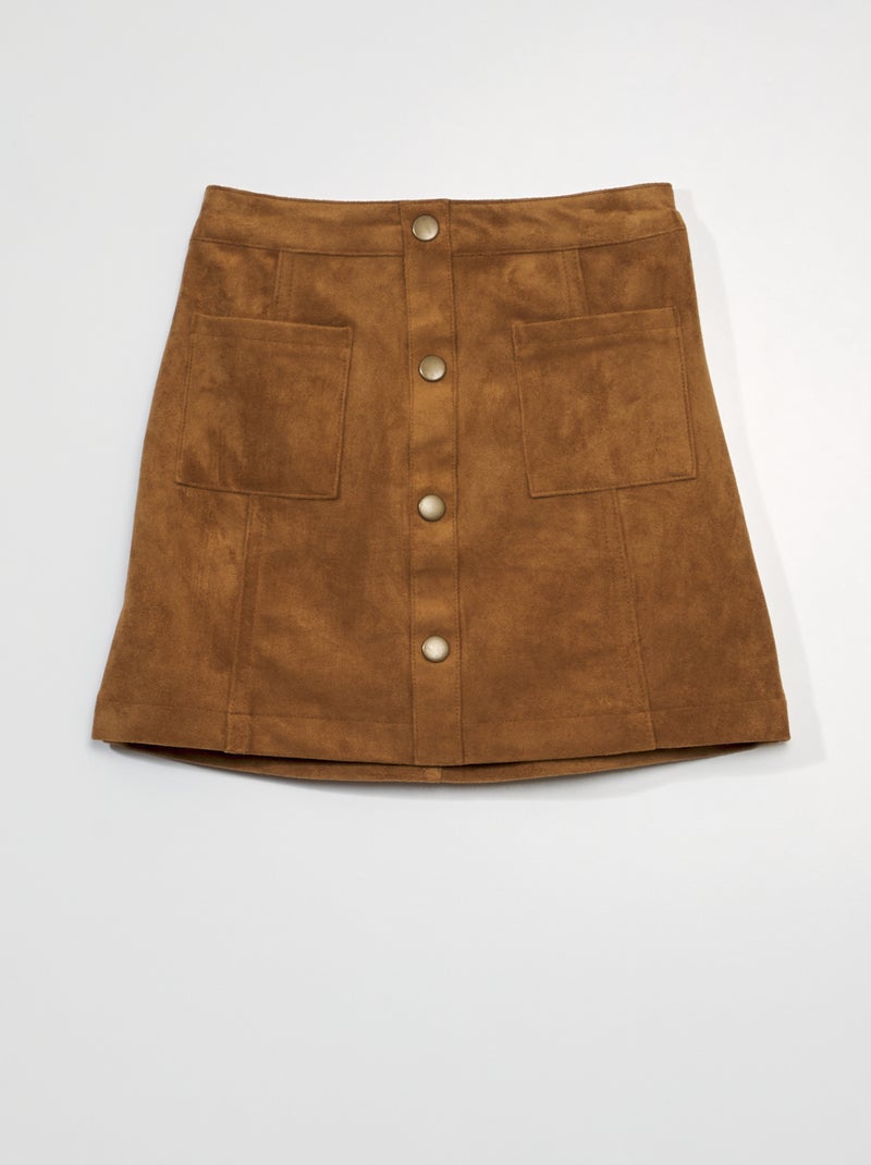 Jupe en daim avec boutons devant Beige - Kiabi