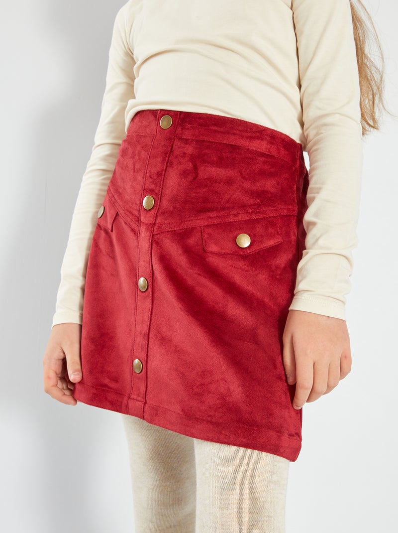 Jupe en daim rouge bordeaux - Kiabi