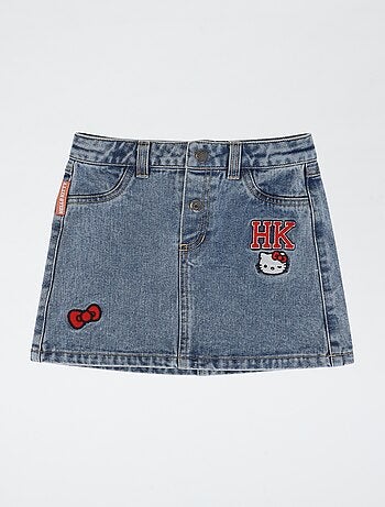 Jupe en denim avec patchs brodés 'Hello Kitty'