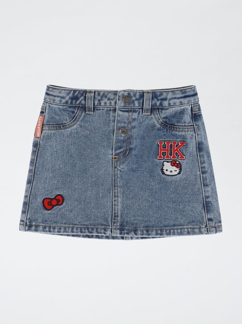 Jupe en denim avec patchs brodés 'Hello Kitty' - Kiabi