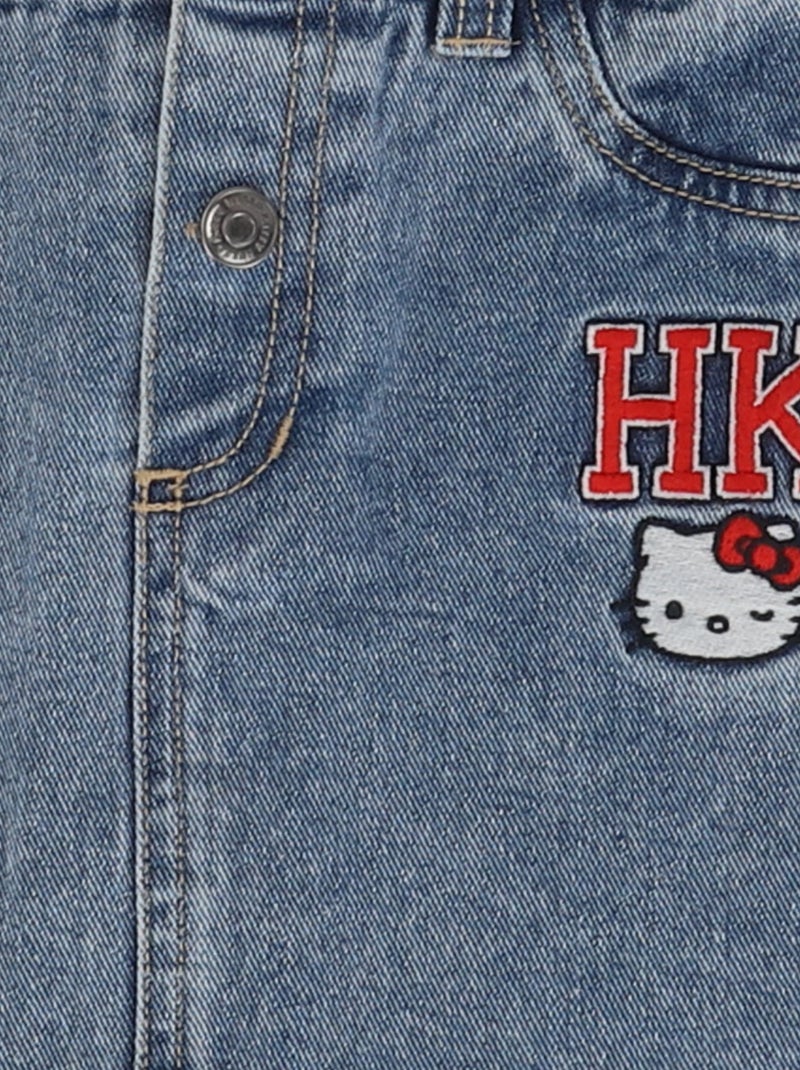Jupe en denim avec patchs brodés 'Hello Kitty' Bleu - Kiabi