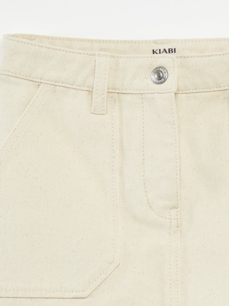 Jupe en denim avec poches BLANC - Kiabi