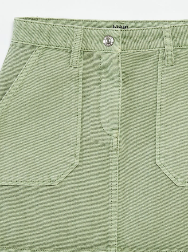 Jupe en denim avec poches KAKI - Kiabi
