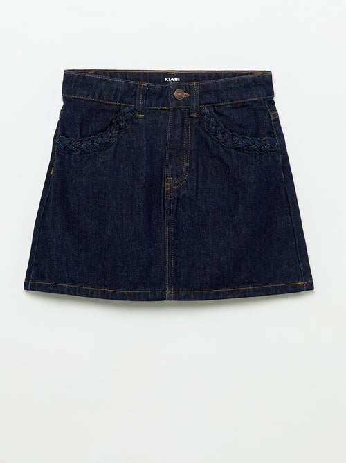 Jupe en denim avec poches tressées - Kiabi