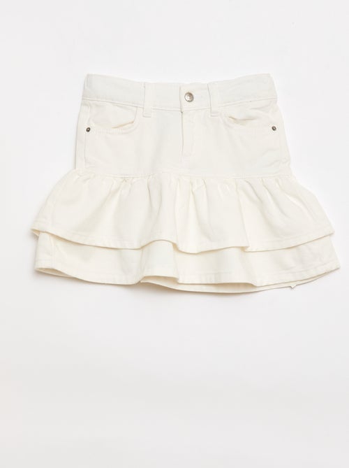 Jupe en denim avec volants - Kiabi