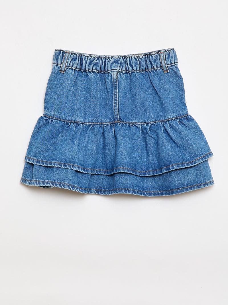 Jupe en denim avec volants Bleu - Kiabi