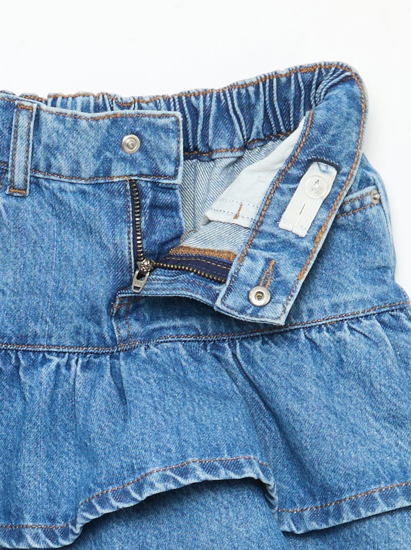 Jupe en denim avec volants Bleu - Kiabi