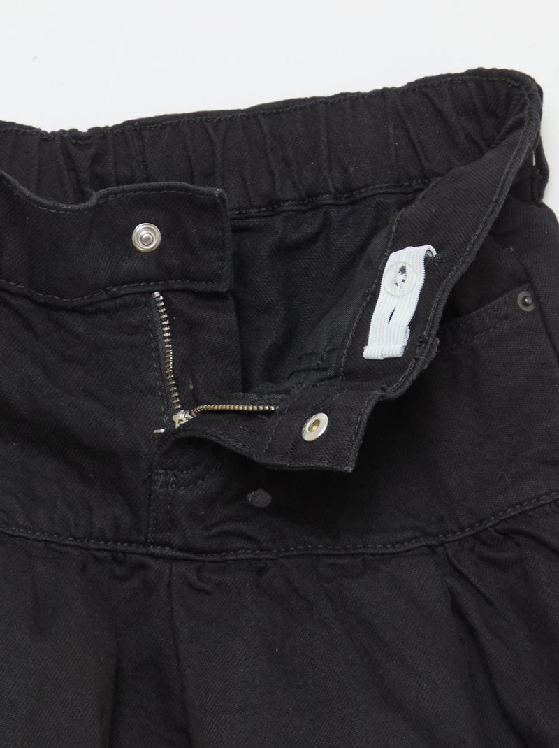 Jupe en denim avec volants Noir - Kiabi