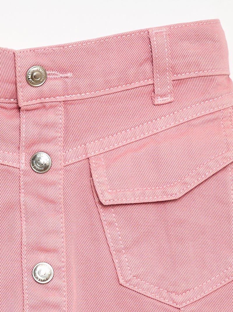 Jupe en denim boutonnée Rose - Kiabi