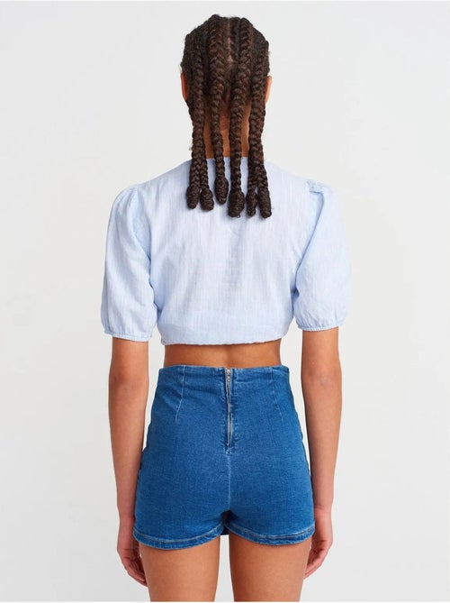 Jupe En Denim Mini Trapèze, Taille Haute - Kiabi