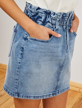 Jupe en denim paper bag - Kiabi