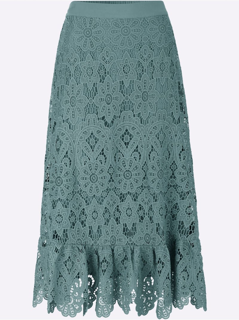 Jupe En Dentelle Coupe En A Affinante - Taille Standard - Helline Vert jade - Kiabi