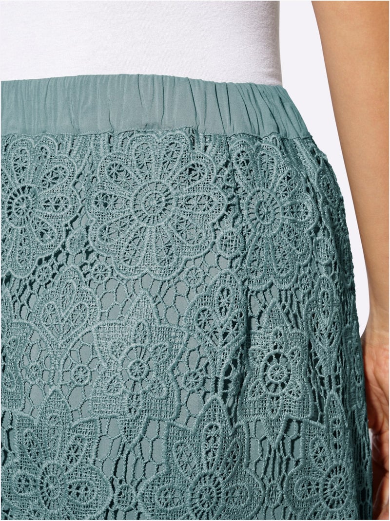 Jupe En Dentelle Coupe En A Affinante - Taille Standard - Helline Vert jade - Kiabi