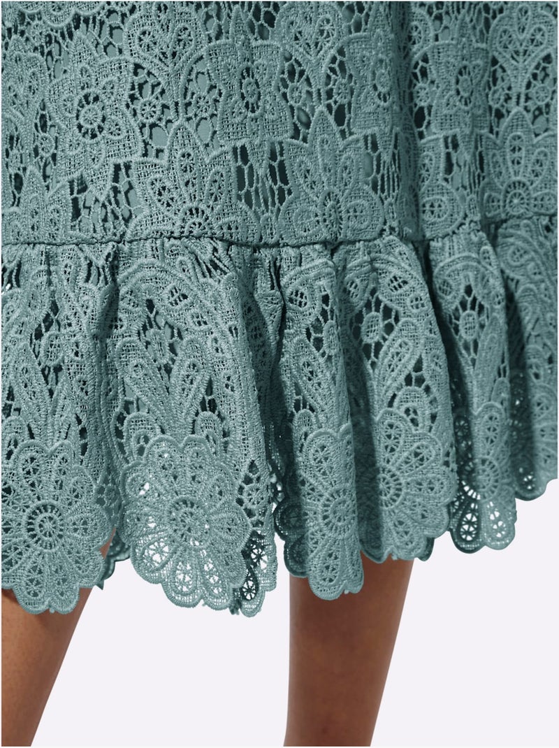 Jupe En Dentelle Coupe En A Affinante - Taille Standard - Helline Vert jade - Kiabi